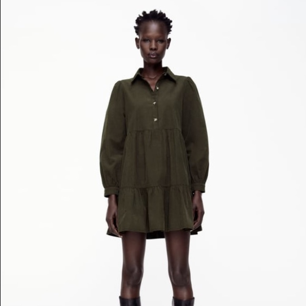 Zara Green Corduroy Dress